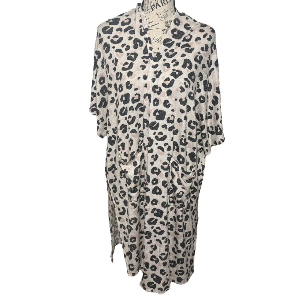 Mud Pie Mona Oversized Cardigan Blush‎ Animal Print Leopard Cheetah Duster NWT
